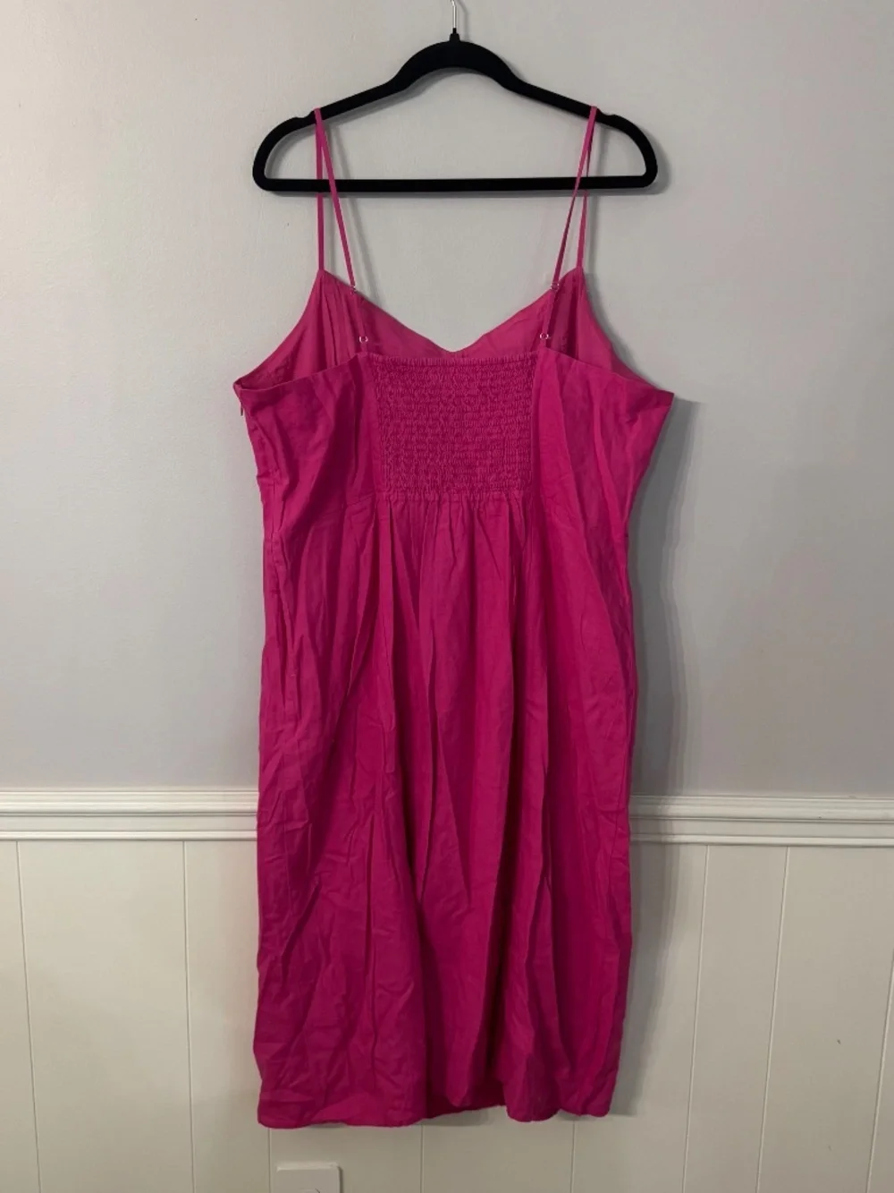 J. Crew Women's Magenta Pink Linen Blend Dress with Spaghetti Straps Sz 20 NWT